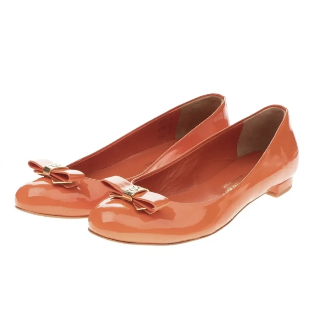 Saint-Honore Paris Women's Orange Ballet Flats Made In Italy Size 36.5